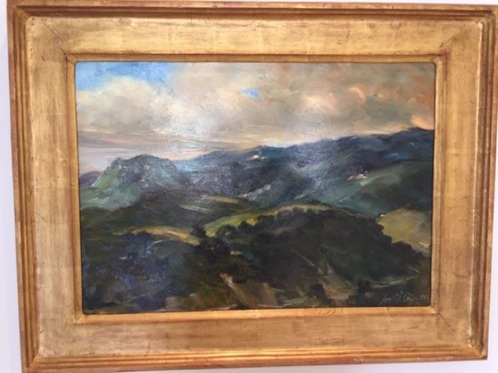 Oil on Masonite, "View from San Marcos Pass"  by Joseph Areno