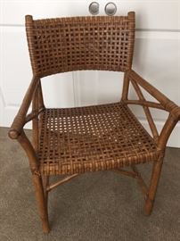 Bamboo and Leather McGuire-style  Armchair (close)
