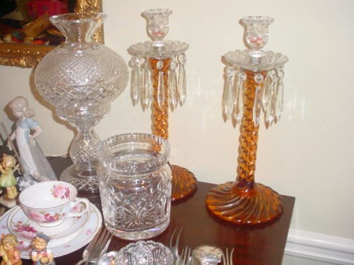 Waterford crystal vases, lamps, candle holders, bowls, and other