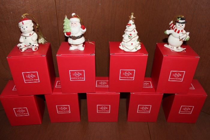 New in box, Lenox porcelain Christmas ornaments.