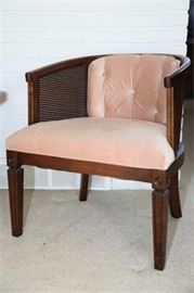 Pink Upholstered Cane Arm Chair