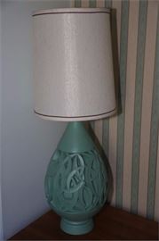 Mid Century Green Ceramic Base Table lamp