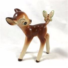 Vintage Walt Disney Bambi with Butterfly on Tail Porcelain Figurine