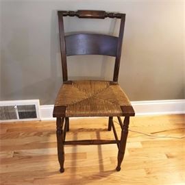Set of Six Early American Hitchcock Style Rush Chairs