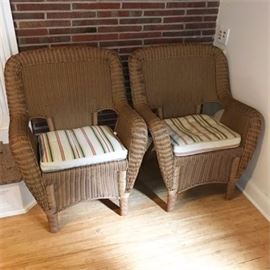 Pair of Hampton Bay All-Weather Wicker Armchairs