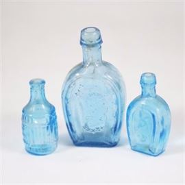 Trio-of-Vintage-Blue-Glass-Bottles
