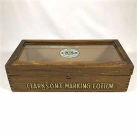 Antique-Oak-Clarks-ONT-Marking-Cotton-Display-Box
