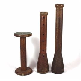 Antique Carved Wooden Yarn and Thread Spools