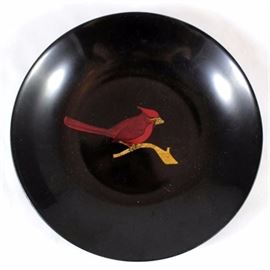 Mid Century Couroc Shallow Bowl with Cardinal