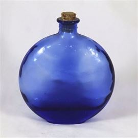 Vintage Cobalt Blue Art Glass Sphere Bottle