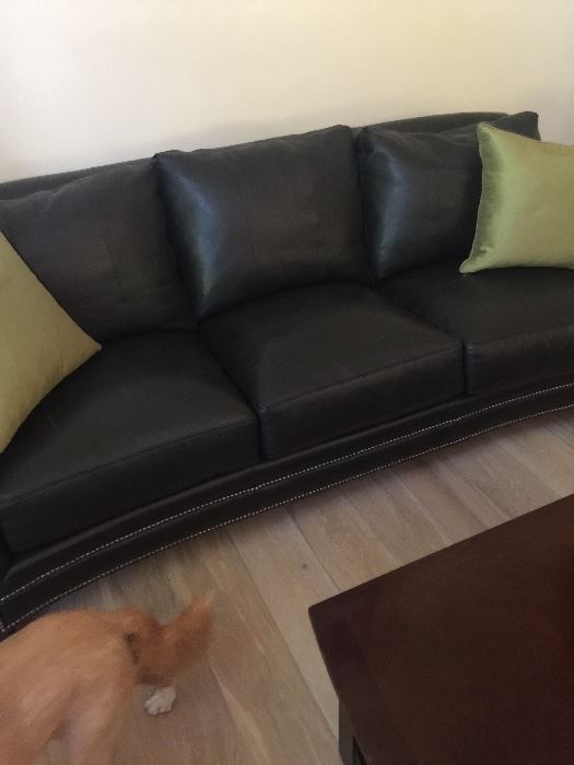 Gorgeous Bradington Young leather sofa in new condition
