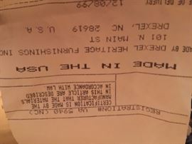 Label for dining table