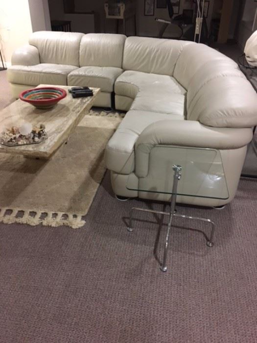 All leather contemporary 3 piece leather sectional.  No tears and in nice condition