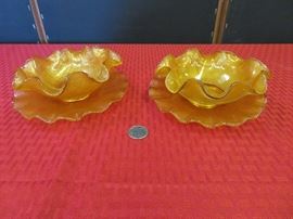Vintage Amber Colony Ice Cream Ruffled Bowl/Dish