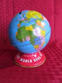 Vintage World Bank Metal Globe Bank