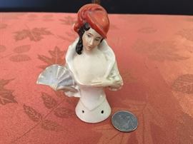 Antique Pin Cushion Porcelain Half Doll
