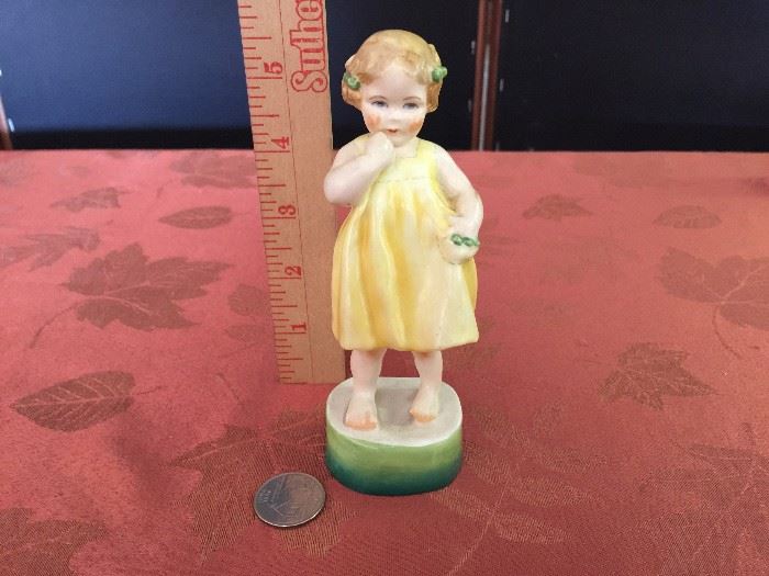 Antique Royal Worcester Only Me Girl Yellow Dress