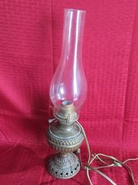 Antique Oil Lamp with Electric Attachment 