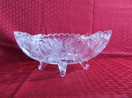 Vintage Crystal Oval Footed Bowl