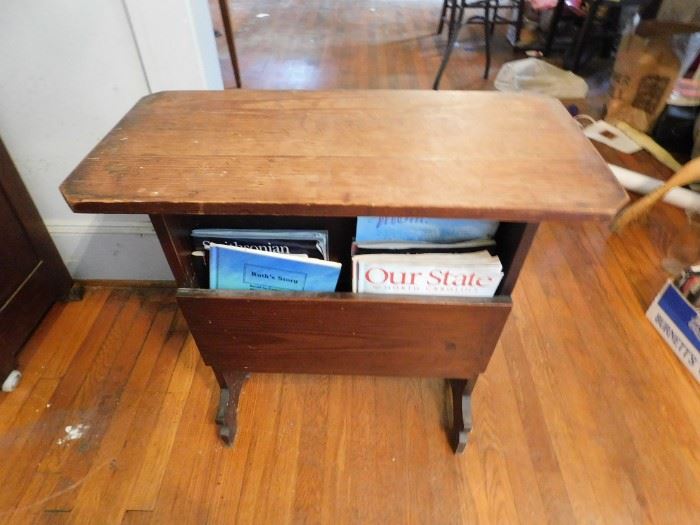 Wood Table with Magazine Rack