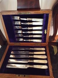 Antique mother of pearl handled set