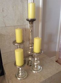 Contemporary Mercury glass candle stands