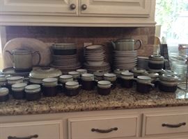 Large setting of Denby England stoneware