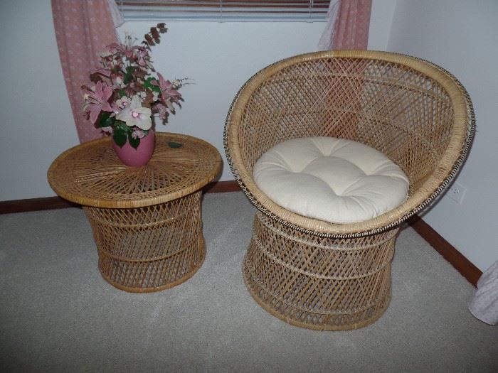 Wicker chair and table