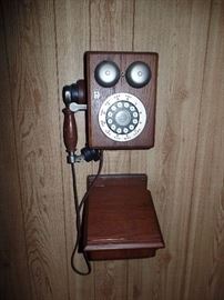 Old wood wall phone