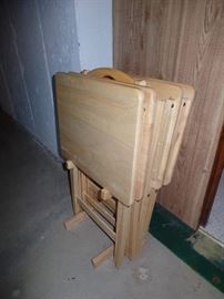 Wood TV tray set