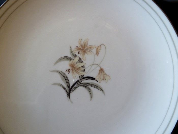 Noritake china, "Renee," 7-piece place settings, service for 12 (a few pieces missing), plus 6 serving pieces.