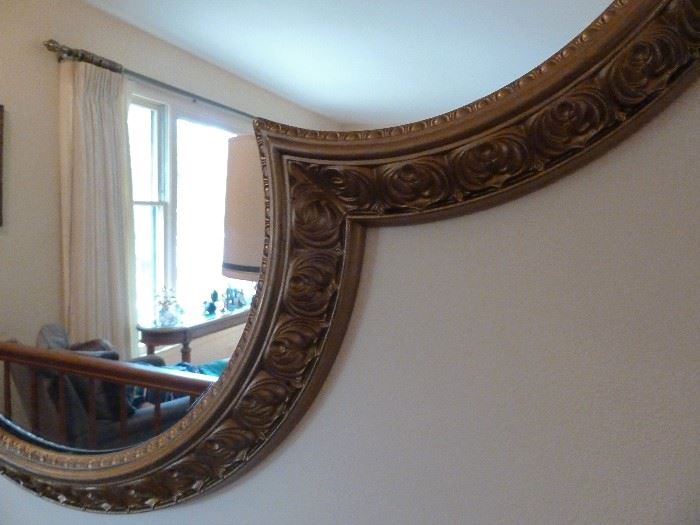 Extra nice wall mirror, painted, carved wood frame.  33-1/2" x 33-1/2".