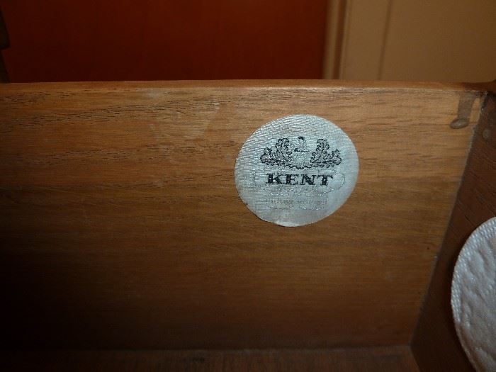 Kent dresser, 6 drawers, solid walnut, brass hardware, marble top.