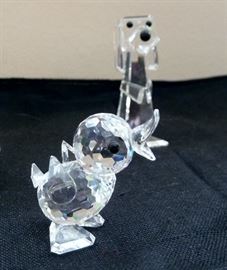 Swarovski Crystal mini duckling and dog