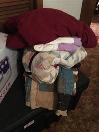 PILE OF HOME MADE QUILTS !!!!!
