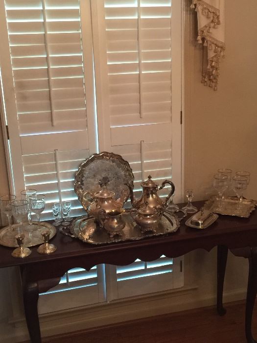  Silver tea Service and silver trays