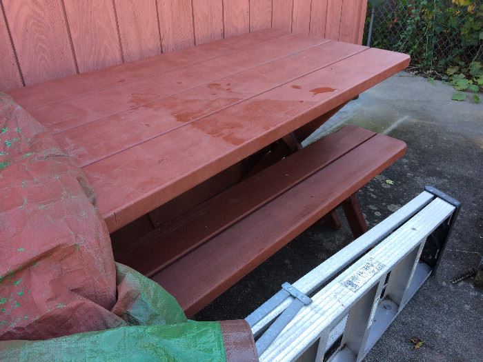 Picnic table and benches, aluminum step ladder
