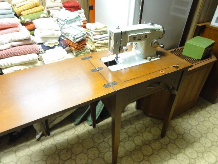 White console sewing machine