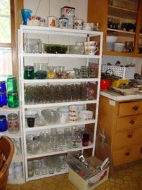 Dishware including sets of glasses, mugs, bowls, utensils
