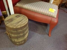 Iron stove bench and barrel