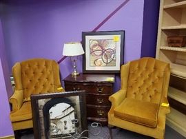 Pair of upholstered velvet arm chairs!