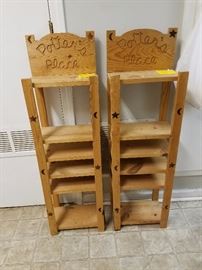 Pair of wood display shelves