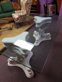 Amazing, glass top dining table with two pedestal base.  Great quality!!!