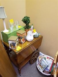 Nice maple tea / serving cart with glass top.