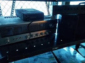 One of several vintage stereo receivers and speakers.
