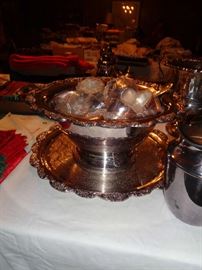 silver plate punch bowl & cups