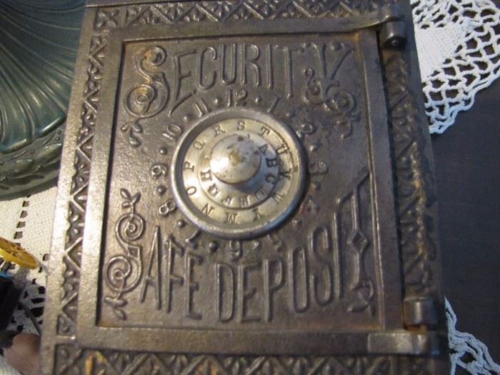 dated 1887 Cast Iron safe bank