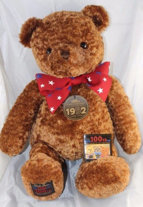 Wish Vear (1952) - 100th Anniversary -1003. 2002  Gund  Christmas bear in plush cinnamon brown.  Stands 18" H in excellent condition. Celebrating  the 100th anniversary of the Teddy bear. This  exclusive limited edition was used for donations

