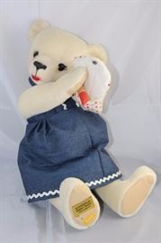 Miss Mischief-325, Merrythought-England in mohair  white.  Bear with a growler.  She carries her  make-up.  Ltd. # of 2000. Size:  16" H Excellent condition.
