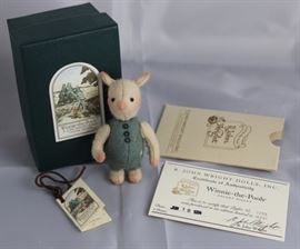 RJW Dolls Pocket (Pig) Piglet-277.  The Pocket  Series is based on the original illustrations in  the A.A. Milne books.  Ltd. #1265 of 3500. Size:  2.75" H Condition:  good
